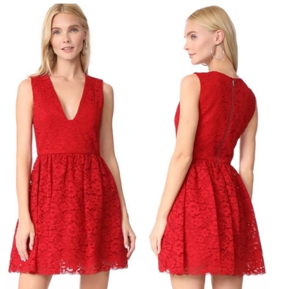 Alice + Olivia Kappa Lace Red Party Valentine’s Day Cocktail Dress - 8